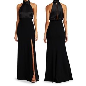 Cinq a Sept Alexandra Gown Black Sleeveless Halter Maxi Dress Size 6